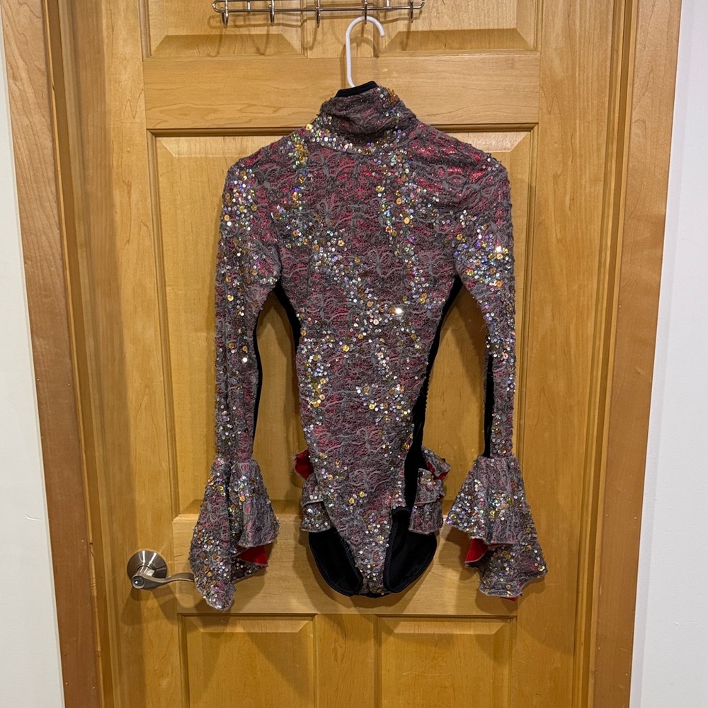 Pumper Sequin Bodysuit with Bell Sleeves dance costume size S